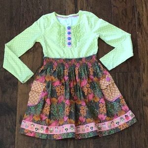 Matilda Jane Girls Long Sleeve Dress - Polka Dot Soft Knit Top with Floral Skirt